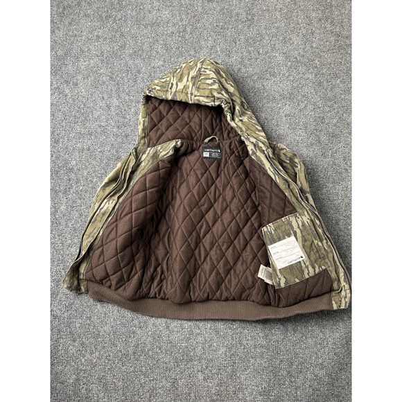 Boys Jacket Carhartt Camo Quilted Hooded Zip Brown Green, Size 7–8 Years - Picture 4 of 10